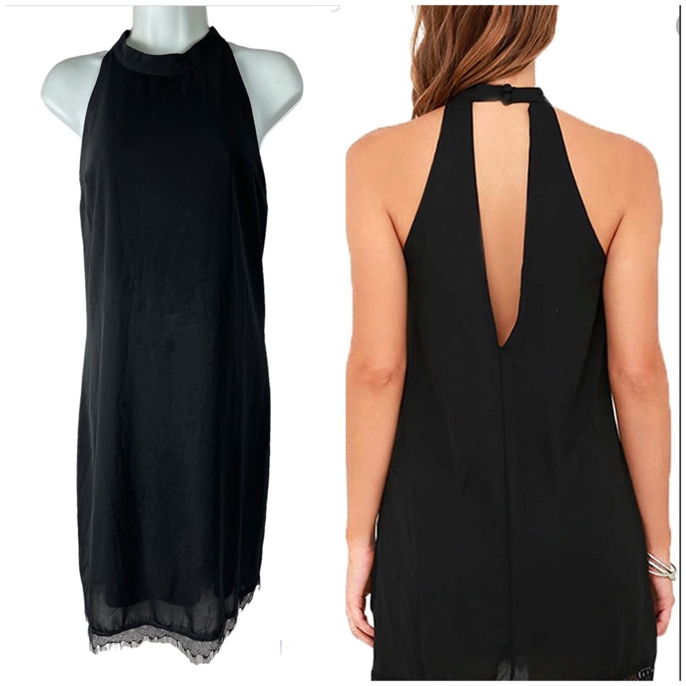 Fantaist Sleeveless Halter Neck Bottom Lace Mini Dress